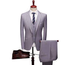 Light gray suit suit male Korean version slim 6XL slim studio groom dress oversized size fat guy suit tide