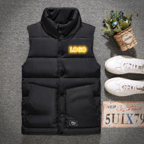 Customized cotton vest custom LOGO printing for men and women autumn and winter cotton padded warm vest work clothes vertical collar waistcoat