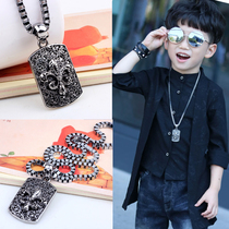 Star same Korean childrens necklace boys and girls pendant titanium steel creative cross clavicle vintage pendant accessories