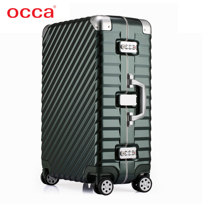 OCCA Borderless Aluminum Frame Pure PC Pole Box Silent Universal Wheel Man Suitcase Twisted Simple Fashion Luggage Female