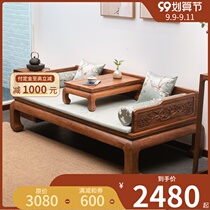  New Chinese style solid wood Arhat bed small apartment Ming and Qing Arhat tatami bed Taton mortise and tenon elm modern simple living room furniture