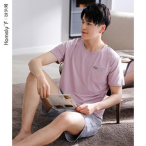 2021 new pajamas mens summer short-sleeved shorts modal cotton silk homewear summer thin models for teenagers