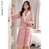 2022 New Sleepwear Lady Sleepwear Autumn Clothing Autumn Winter Coral Suede Thickened Garnter Flannel Suede Long BATH ROBE