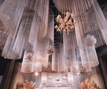 Wedding curtain wedding banquet background ceiling ring props tassel silver silk curtain Xinjiang Tibet does not ship