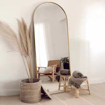 Arch mirror full body dressing mirror ins bedroom girl home floor mirror light luxury thin clothing store fitting mirror