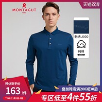 Dream Tejiao autumn new mens business leisure long sleeve T-shirt cotton comfortable net color lapel mens polo shirt