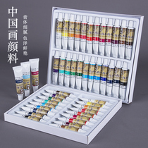 Advanced Chinese painting pigment full set 12 colors 18color 24 color beginner ink painting Matisse adult professional Primary School students Art paint box 12ml children students practice meticulous painting