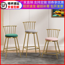 Cafe front desk bar chair Bar stool Nordic household modern light luxury bar chair High stool Chair backrest