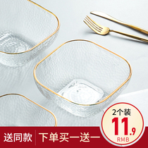 Ink European transparent gold-edged Glass Bowl ins large salad bowl home fruit bowl cute creative dessert bowl