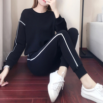 Tide brand 2021 Spring and Autumn New Leisure set female Korean fashion loose sweater running sportswear two-piece