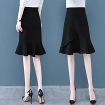  Fashion all-match chiffon skirt summer 2021 new high waist slim slim western style Korean black skirt