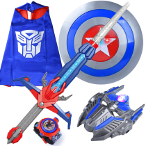 Childrens deformation 2-in-1 luminous telescopic plastic sword weapons Sword gun toys Halloween dance props