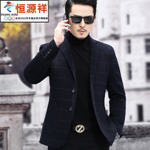 Hengyuanxiang autumn and winter double-sided wool suit top mens wool slim suit jacket mens casual single suit