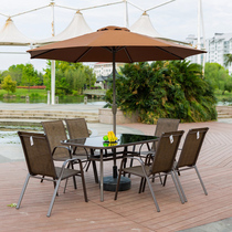 Outdoor balcony courtyard table and chair with umbrella outdoor garden leisure chair furniture combination Dew Garden Garden waterproof sunscreen