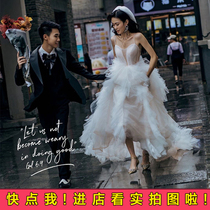 New photo studio theme wedding dress fashion street shoot couple location photo photo clothing Tour light gauze tail dress