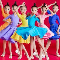 Spring Children Latin Dance Dance Practice with less children Professional Competition Performance Provisions for Costume Girl Exam Class Large Swing Dress