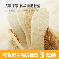 Winter cold-proof lamb wool insole female deodorant sweat-absorbing breathable insole plus velvet thickened cashmere men