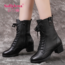 Salana dance shoes 2021 new autumn and winter dancing boots leather square dance shoes with sailor dance boots