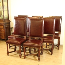 Imperial Lion Castle Western Antiques A Walnut Frame Chair 19th-century French made replacement of the first layer of oil wax leather