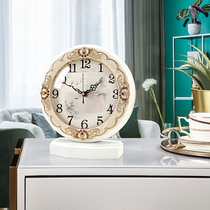 Eshida European classical clock living room bedroom decoration silent wood clock Joker light luxury American desktop pendulum clock