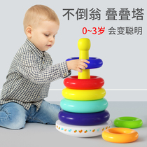 Baby baby toys 0-1-3 years old educational Rainbow tower childrens stacking music set of circle layers Early education 6-12 months