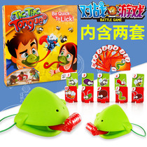Greedy chameleon spit tongue frog mask mouth blowing Music pick up creative table game wedding toy
