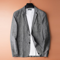 Spring new cotton and hemp suit mens thin youth Korean version slim fashion casual single West Asian hemp small suit jacket