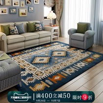 Zhonghong Mediterranean carpet living room Large Area blue tea table blanket machine washable block blanket bedside home floor mat bedroom
