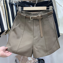 European khaki suit shorts women 2021 Autumn New High waist slim Joker straight pants solid color wild pants