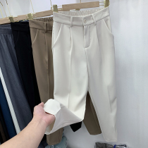 European high waist suit pants womens 2021 autumn new semi-elastic belt thin hanging straight pants Joker long pants