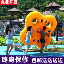 Thickened environmentally-friendly biathlon multiplayer 8-word swim ring Safe parent-child lovers inflatable lifebuoy children adult swim ring