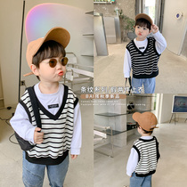 Childrens clothing boys clothes 2021 autumn fake two pieces of autumn foreign children Spring and Autumn thin baby autumn coat tide