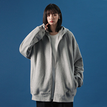 TUOKE shelling early autumn gray cardigan sweater womens new spring and autumn thin loose zipper hooded jacket