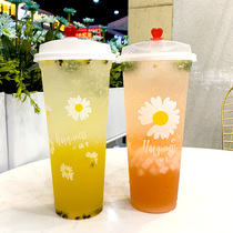 Small Daisy disposable 90 caliber 500 700ml milk tea plastic cup cold drink cup 1000 only