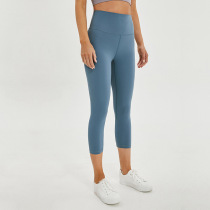 Yoga pants women wear naked color quick-drying high waist tight hip thin summer running sports seven fitness pants