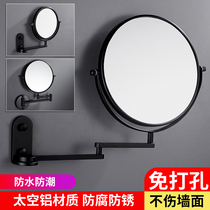 Black beauty mirror Bathroom folding mirror Telescopic mirror Hotel bathroom enlarged makeup mirror Wall wall free hole