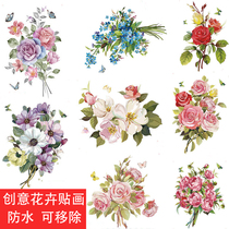Toilet sticker Decorative Sitting sticker Toilet Waterproof Patch Flowers Nordic Toilet Renovated Creative Maplid Full Sticker