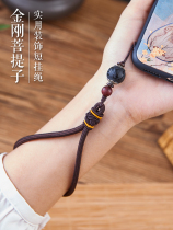 Short mobile phone lanyard strong tassel Bodhi agate pendant Chinese style wrist hand rope Apple Huawei OP