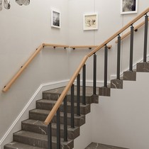 Solid wood against the wall stair handrail iron railing column simple fence home Villa attic balcony indoor guardrail
