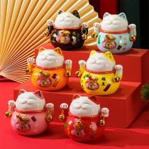 Lucky cat small ornaments Front desk household living room decoration Japanese piggy bank Shop opening creative gifts Lucky Cat