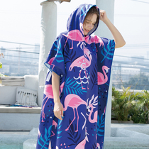 Quick-drying bathrobe can wear cloak and cape absorbent bath towel beach swimming and diving adult men and women seaside summer couples