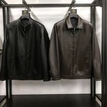 Haining leather leather men mens lapel leather jacket father spring and autumn middle-aged leather jacket slim body