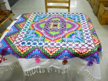 Zhuang hand-embroidered tablecloth handmade Zhuangjin ethnic style handmade cross-stitch wall-mounted tablecloth sand release