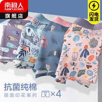 Antarctic underwear mens pure cotton breathable antibacterial trend personality cute cartoon printing four corners flat pants OM