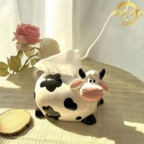 Ceramic guest milk cow tissue box cute net red creative multi-functional home restaurant drawer paper box ins home decoration