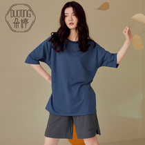 Duoting pajamas womens summer pure cotton short-sleeved shorts Home clothes casual wear home clothes thin two-piece suit