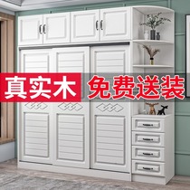 Wardrobe home bedroom solid wood Eco Board modern simple small apartment storage locker sub sliding door big wardrobe