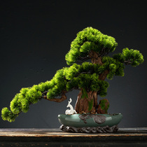  New Chinese simulation bonsai welcome pine decoration Entrance living room home office Hotel tea table decoration landscaping
