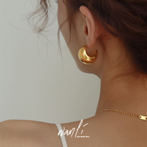 Tie Li Jewelry) Titanium Steel Earrings Retro Hong Kong Style Advanced Light Luxury Temperament Earrings Gold Small Circle Temperament Earrings
