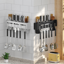Knife holder Wall-mounted kitchen supplies Kitchen knife storage rack Multi-function knives Chopstick tube integrated storage rack free of drilling